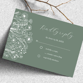 Wildflower Elegant Boho Sage Green Wedding RSVP