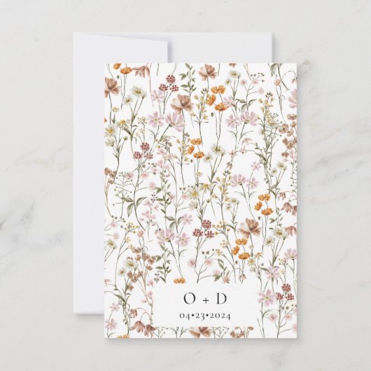 Wildflower Elegant Boho Save the Date Minimalist (Achterkant)