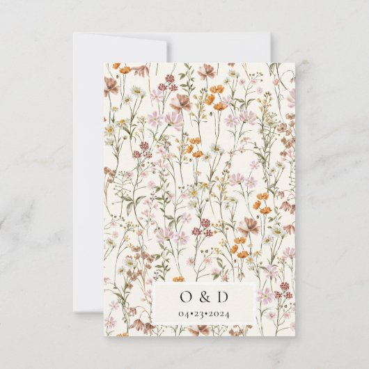 Wildflower Elegant Boho Save the Date Minimalist (Achterkant)
