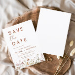 Wildflower Elegant Boho Save the Date Minimalist<br><div class="desc">Deze elegante boho save the date minimalistische wildflower uitnodiging is de perfecte manier om uw komende huwelijken op een stijlvolle en betaalbare manier aan te kondigen. De uitnodiging heeft een eenvoudig ontwerp met een wilde bloem en een modern lettertype. De uitnodiging is aanpasbaar met uw eigen tekst en details, waardoor...</div>
