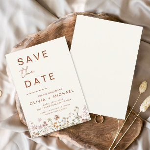 Wildflower Elegant Boho Save the Date Minimalist
