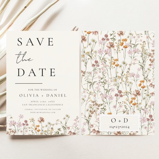 Wildflower Elegant Boho Save the Date Minimalist