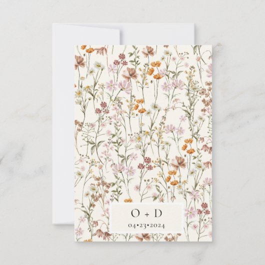 Wildflower Elegant Boho Save the Date Minimalist (Achterkant)