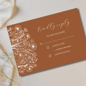 Wildflower Elegant Boho Verbrand Sinaasappel bruil RSVP Kaartje