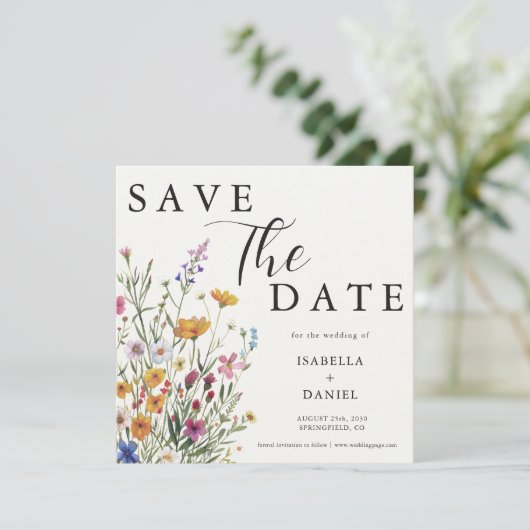 Wildflower Elegant Boho Wedding Save The Date (Staand voorkant)