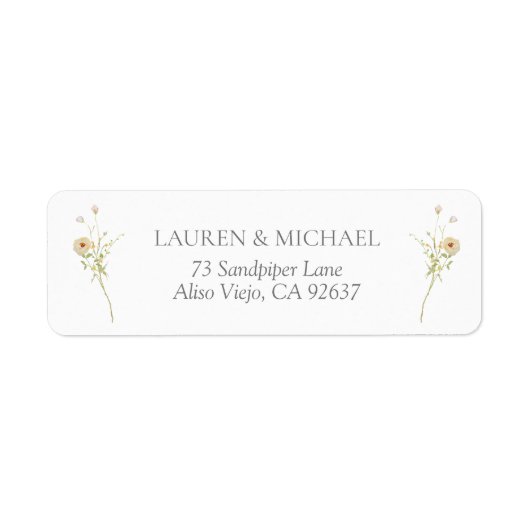  Wildflower Elegant Bruiloft Retouradres Etiket (Voorkant)