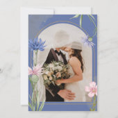 Wildflower Elegant Dusty Blue Wedding Kaart (Achterkant)