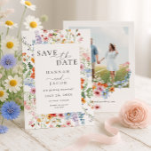 Wildflower Elegant Floral Photo Wedding Save The Date