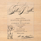 Wildflower Elegant Gothic Wedding Acryl Uitnodigingen (Voorkant)
