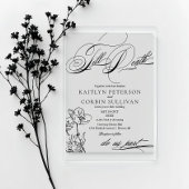 Wildflower Elegant Gothic Wedding Acryl Uitnodigingen