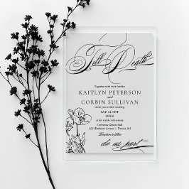 Wildflower Elegant Gothic Wedding Acryl Uitnodigingen