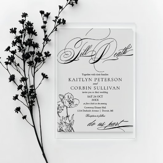 Wildflower Elegant Gothic Wedding Acryl Uitnodigingen