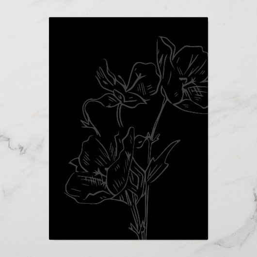 Wildflower Elegant Gothic Wedding Folie Uitnodiging (Achterkant)