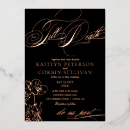 Wildflower Elegant Gothic Wedding Folie Uitnodiging