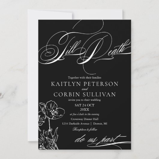 Wildflower Elegant Gothic Wedding Kaart (Voorkant)