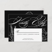 Wildflower Elegant Gothic Wedding RSVP Kaartje (Voorkant / Achterkant)