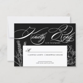 Wildflower Elegant Gothic Wedding RSVP Kaartje