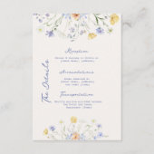 Wildflower Elegant Handwritten Wedding Details  Informatiekaartje (Voorkant)