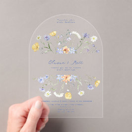 Wildflower Elegant Handwritten Wedding Wedding  Acryl Uitnodigingen