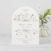 Wildflower Elegant Handwritten Wedding Wedding  Kaart (Staand voorkant)