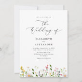Wildflower Elegant minimalist Photo QR wedding Kaart (Voorkant)