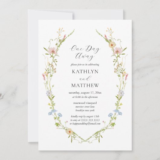 Wildflower Elegant Modern Floral op een dag afstan Kaart (Voorkant)