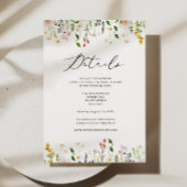 Wildflower Elegant Spring wedding details Informatiekaartje