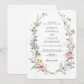 Wildflower Elegant Vintage bruiloft Kaart (Voorkant / Achterkant)