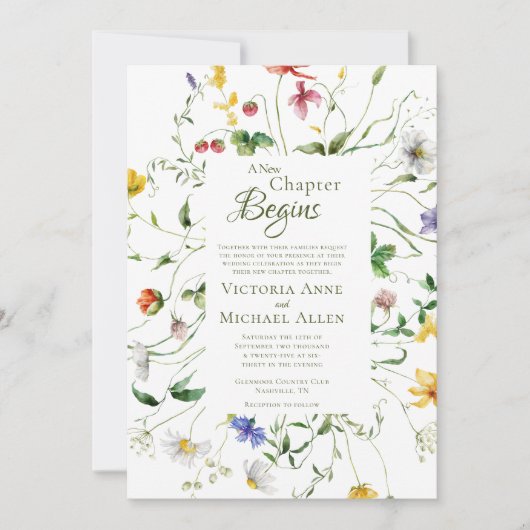 Wildflower Elegant Wedding Kaart (Voorkant)