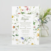 Wildflower Elegant Wedding Kaart (Staand voorkant)