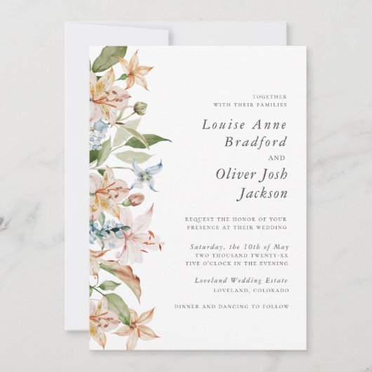 Wildflower Elegant Wedding Kaart (Voorkant)