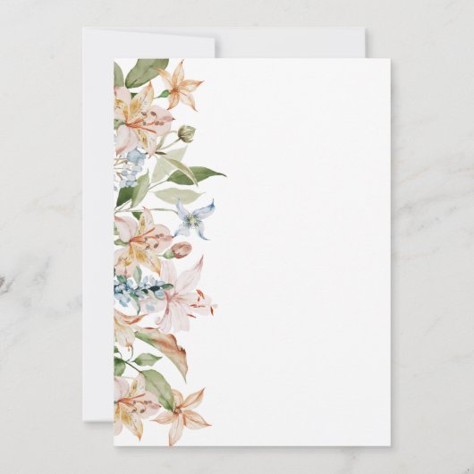 Wildflower Elegant Wedding Kaart (Achterkant)