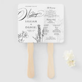 Wildflower Elegant Wedding Programme Handwaaier (Voorkant en achterkant)