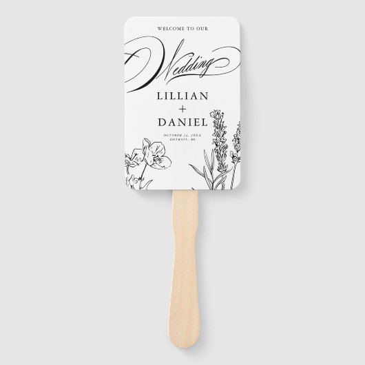 Wildflower Elegant Wedding Programme Handwaaier (Voorkant)