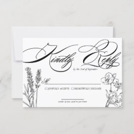 Wildflower Elegant Wedding RSVP-kaart RSVP Kaartje