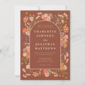 Wildflower Elegante Arch Terracotta Fall Wedding Kaart (Voorkant)