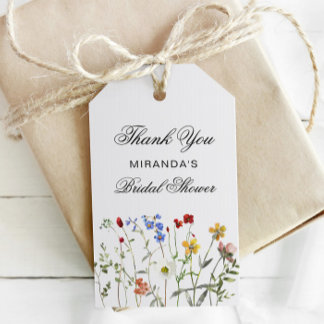 Wildflower Elegante Dank je Bruidsfeest Cadeaulabel