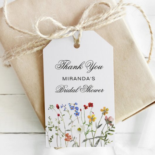 Wildflower Elegante Dank je Bruidsfeest Cadeaulabel