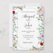 Wildflower Elegante Huwelijksuitnodiging Kaart (Voorkant)