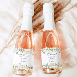 Wildflower elegante Klassieke Cheers Bruiloft Wijn Etiket