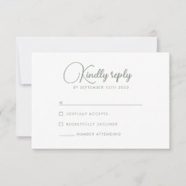 Wildflower Elegante Olijfgroen Wedding RSVP Kaart