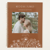 Wildflower Elegante Terracotta Boho Fotobruiloft Planner (Voorkant)