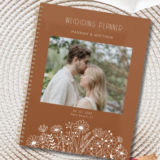 Wildflower Elegante Terracotta Boho Fotobruiloft Planner