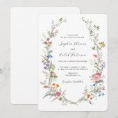Wildflower Elegante Vintage bruiloft uitnodiging (Voorkant / Achterkant)