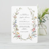 Wildflower Elegante Vintage bruiloft uitnodiging (Staand voorkant)