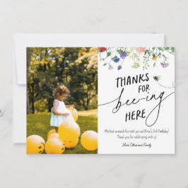 Wildflower en bij verjaardag dank u fotokaart notitiekaartje