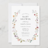 Wildflower en Bottle Wreath Baby shower Kaart (Voorkant)