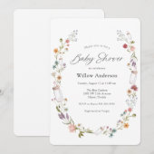 Wildflower en Bottle Wreath Baby shower Kaart (Voorkant / Achterkant)