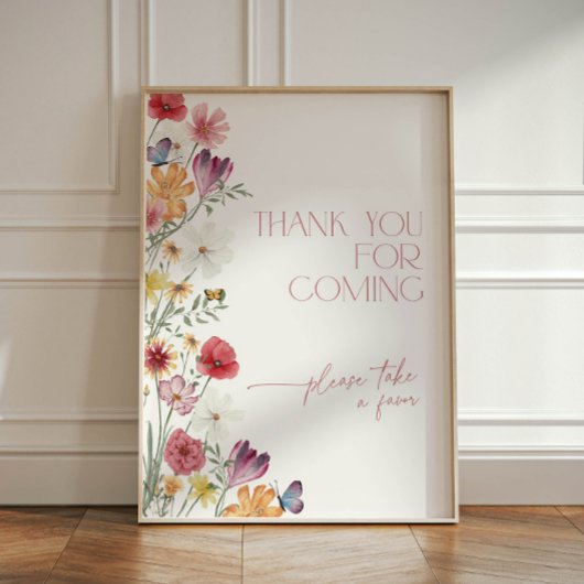 Wildflower en Butterflies Bedankt voor je komst Reclamebord Met Voetstuk