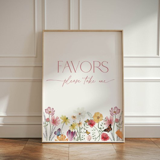 Wildflower en Butterflies Love in Bloom Favors Reclamebord Met Voetstuk